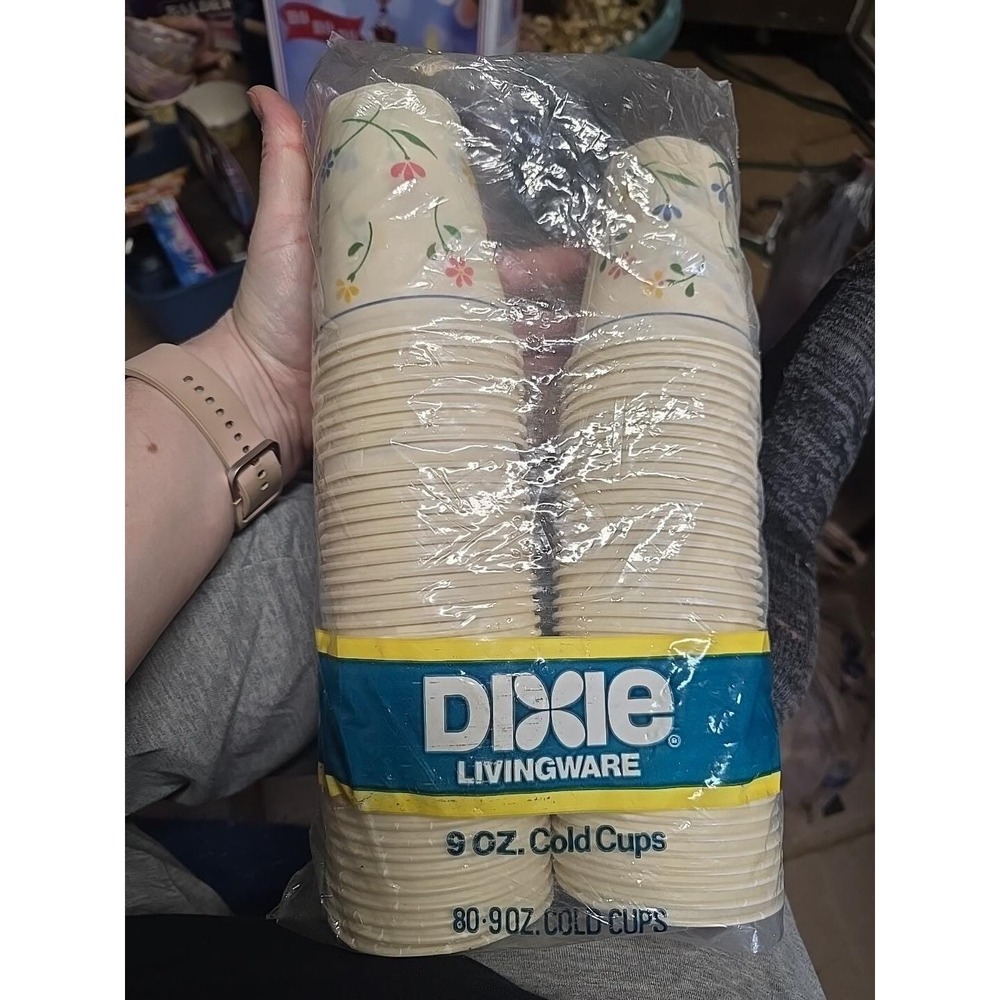 Vintage Dixie Cups 9oz Cold Cups No. 189 Tea Garden 80 Count 1988 New Sealed